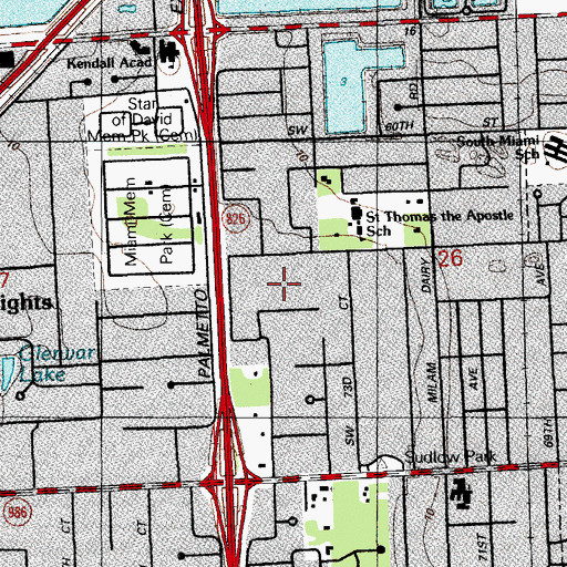 Topographic Map of Glenvar Heights Census Designated Place, FL