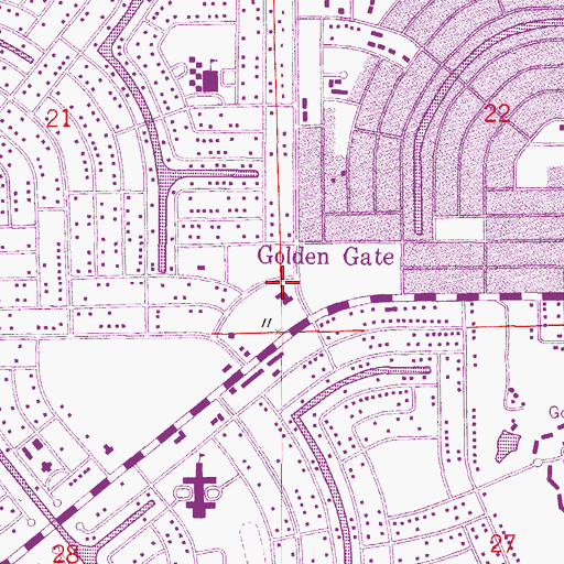 Topographic Map of Golden Gate Census Designated Place, FL