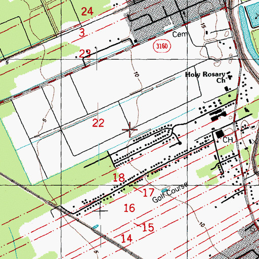 Topographic Map of Hahnville Census Designated Place, LA