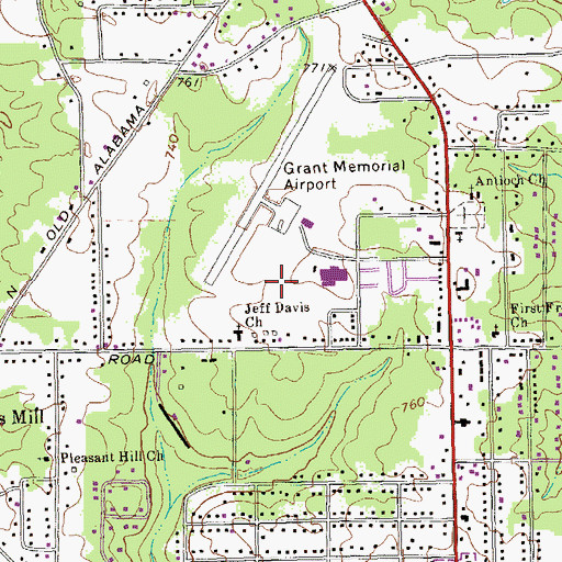Topographic Map of Hannahs Mill Census Designated Place, GA