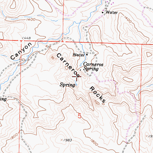 Topographic Map of Carneros Rocks, CA