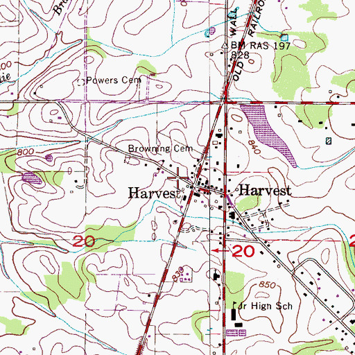Topographic Map of Harvest Census Designated Place, AL