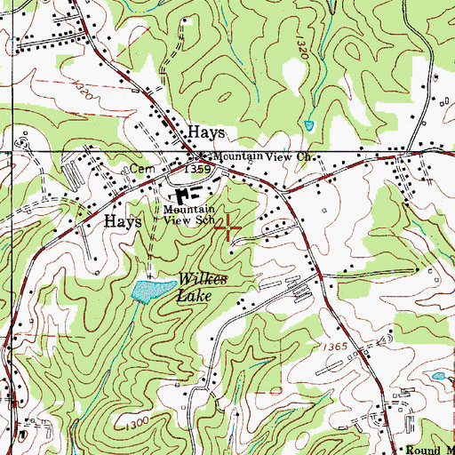 Topographic Map of Hays Census Designated Place, NC