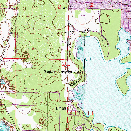 Topographic Map of Hernando Census Designated Place, FL