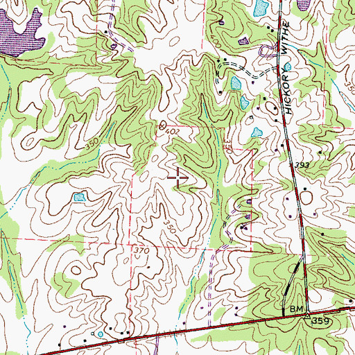 Topographic Map of Hickory Withe Census Designated Place, TN