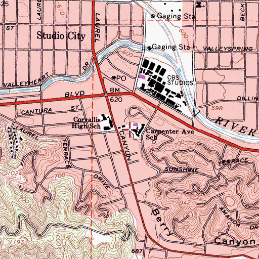 Topographic Map of Carpenter Elementary School, CA