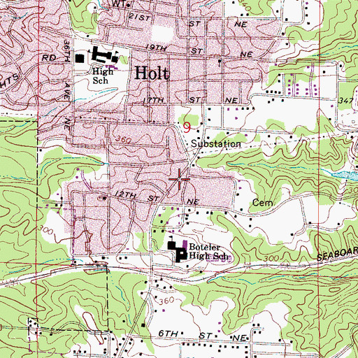 Topographic Map of Holt Census Designated Place, AL