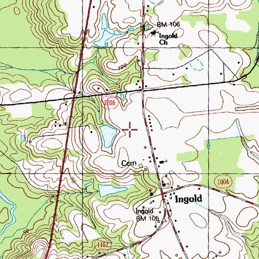 Topographic Map of Ingold Census Designated Place, NC
