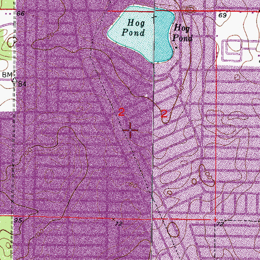 Topographic Map of Inverness Highlands North Census Designated Place, FL