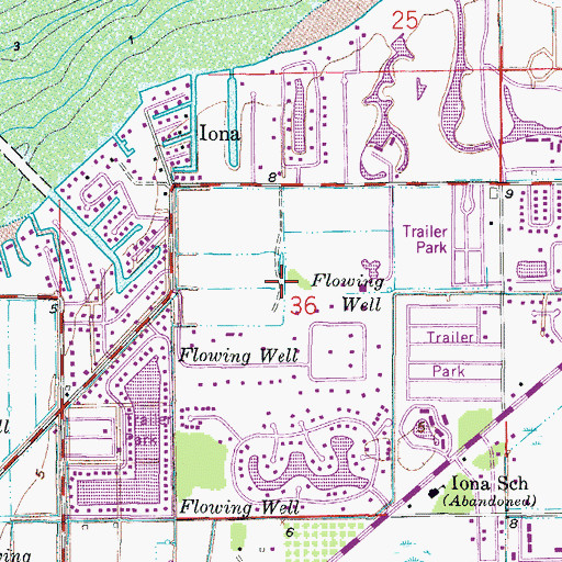 Topographic Map of Iona Census Designated Place, FL