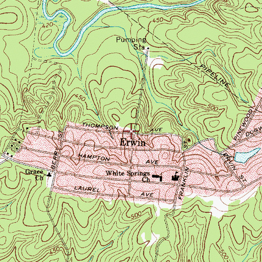 Topographic Map of Irwin Census Designated Place, SC