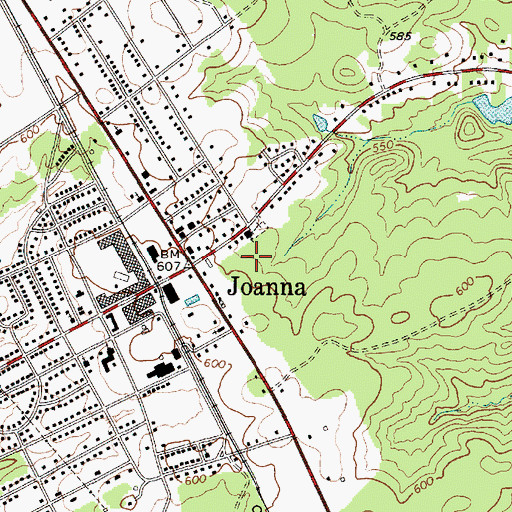 Topographic Map of Joanna Census Designated Place, SC