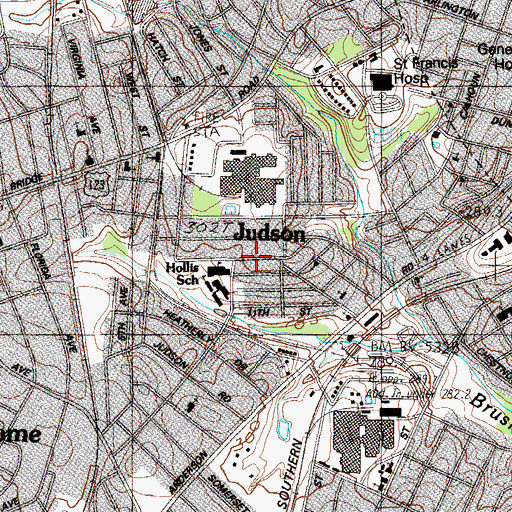 Topographic Map of Judson Census Designated Place, SC