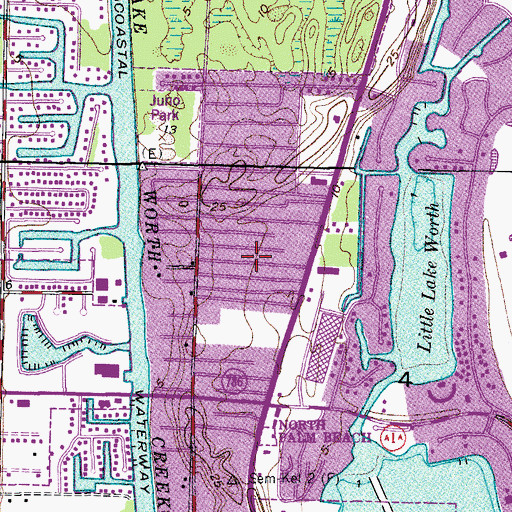 Topographic Map of Juno Ridge Census Designated Place, FL