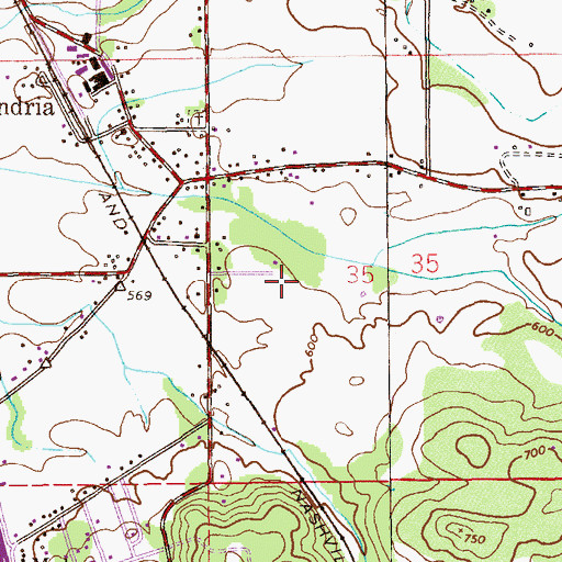 Topographic Map of Alexandria Census Designated Place, AL
