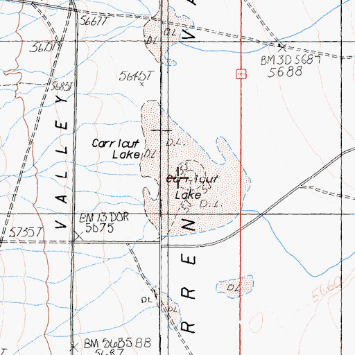 Topographic Map of Carricut Lake, CA
