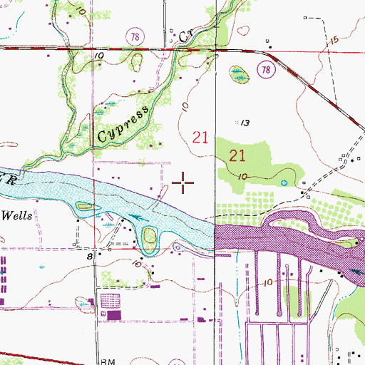 Topographic Map of Alva Census Designated Place, FL