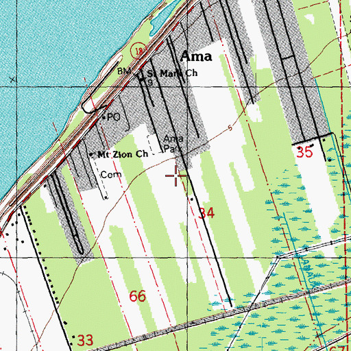 Topographic Map of Ama Census Designated Place, LA
