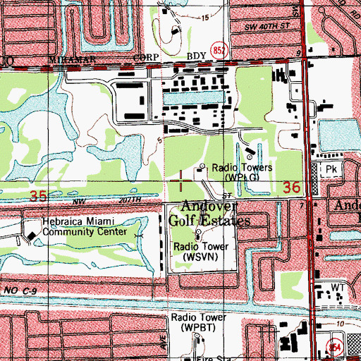 Topographic Map of Andover Census Designated Place (historical), FL