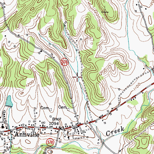 Topographic Map of Annville Census Designated Place, KY