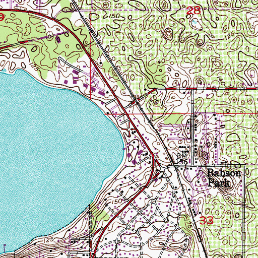 Topographic Map of Babson Park Census Designated Place, FL