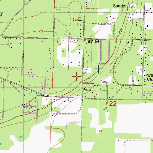 Topographic Map of Bagdad Census Designated Place, FL