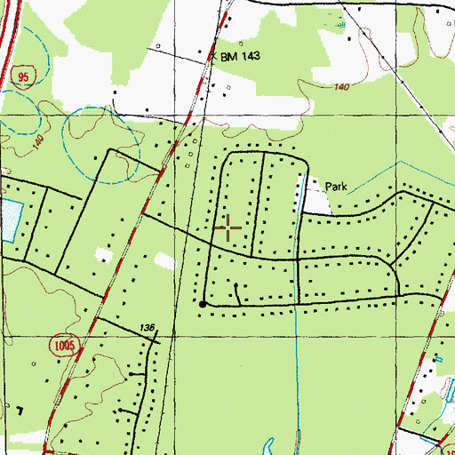 Topographic Map of Barker Ten Mile Census Designated Place, NC