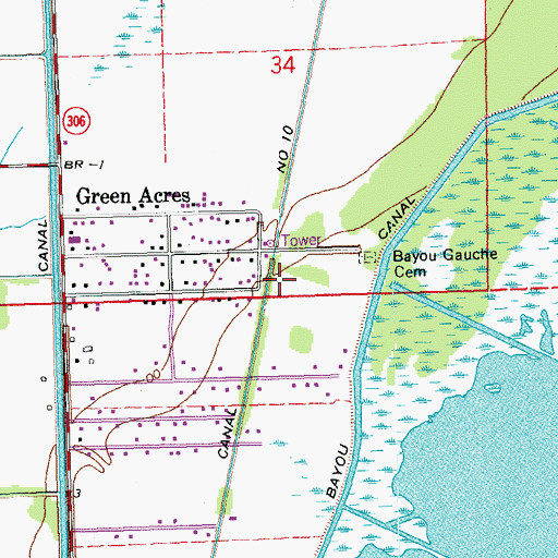 Topographic Map of Bayou Gauche Census Designated Place, LA