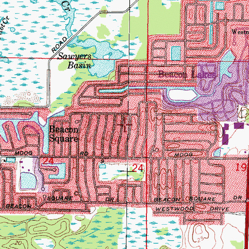 Topographic Map of Beacon Square Census Designated Place, FL