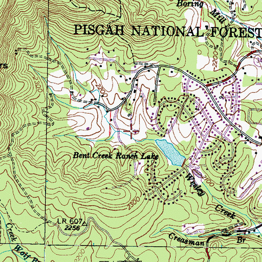 Topographic Map of Bent Creek Census Designated Place, NC