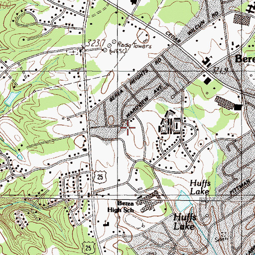 Topographic Map of Berea Census Designated Place, SC