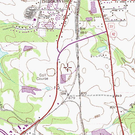 Topographic Map of Blacksville Census Designated Place, GA