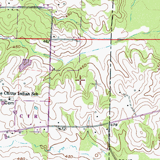 Topographic Map of Bogue Chitto Census Designated Place, MS