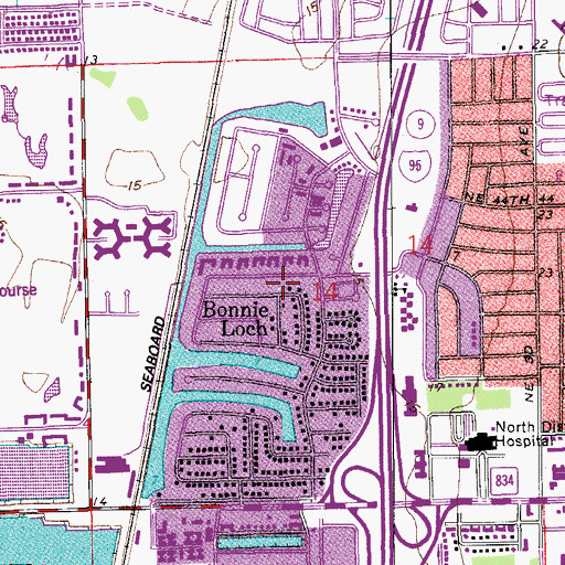 Topographic Map of Bonnie Loch-Woodsetter North Census Designated Place (historical), FL