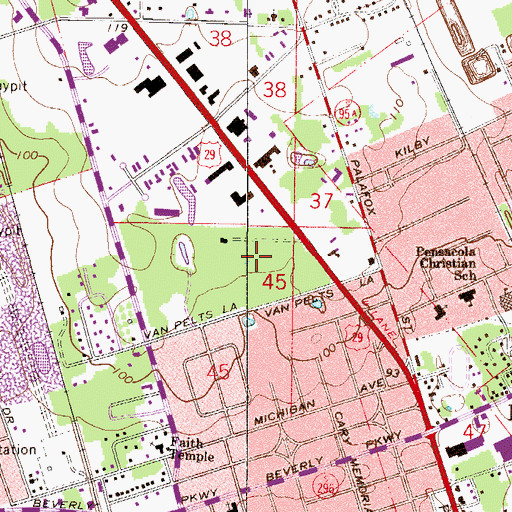 Topographic Map of Brent Census Designated Place, FL