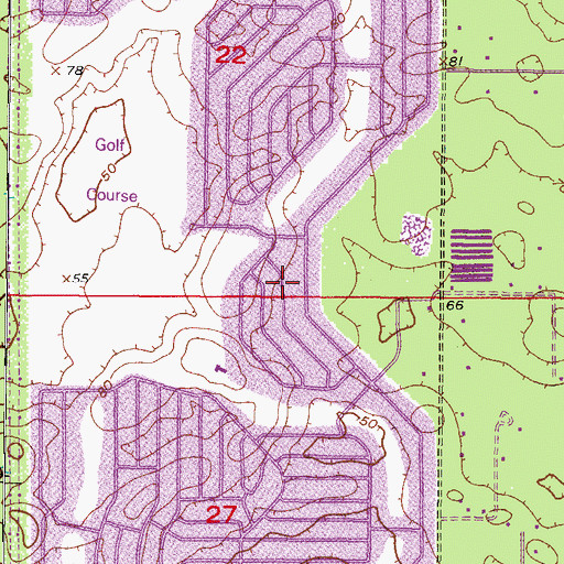 Topographic Map of Brookridge Census Designated Place, FL
