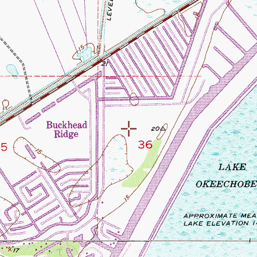 Topographic Map of Buckhead Ridge Census Designated Place, FL