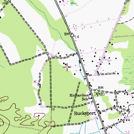 Topographic Map of Bucksport Census Designated Place, SC