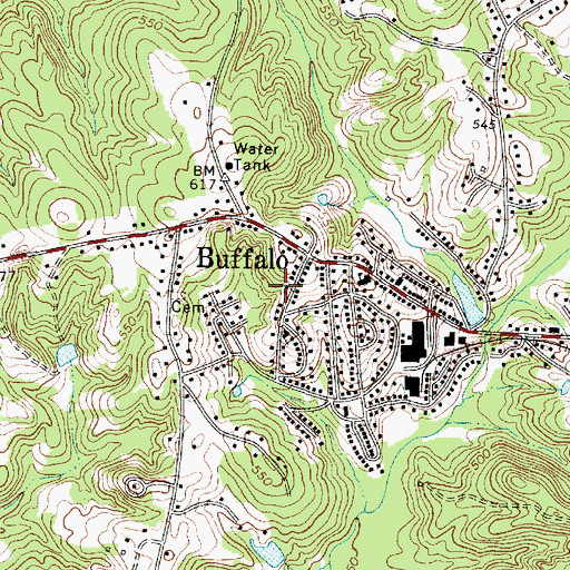 Topographic Map of Buffalo Census Designated Place, SC