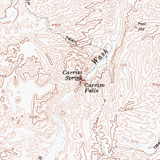 Topographic Map of Carrizo Falls, CA