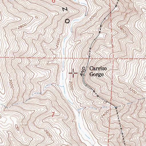 Topographic Map of Carrizo Gorge, CA
