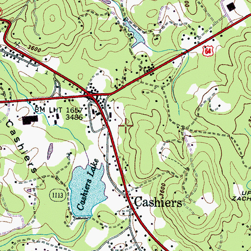 Topographic Map of Cashiers Census Designated Place, NC