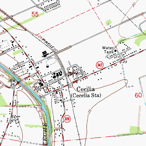 Topographic Map of Cecilia Census Designated Place, LA