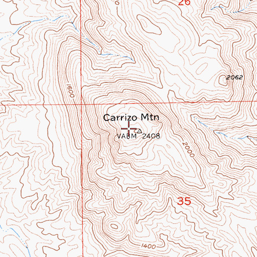 Topographic Map of Carrizo Mountain, CA