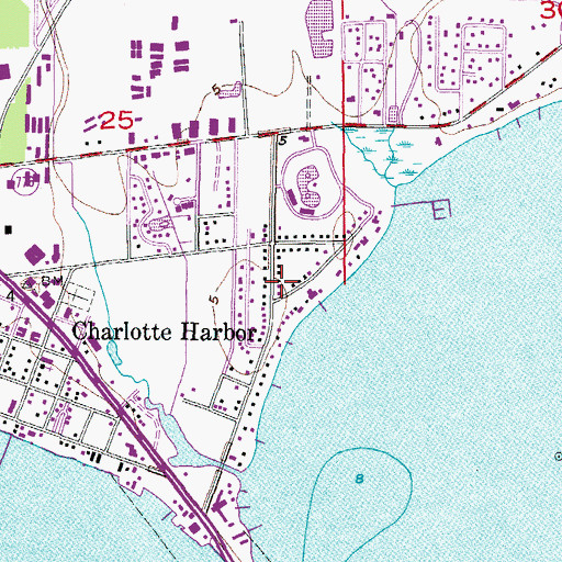 Topographic Map of Charlotte Harbor Census Designated Place, FL