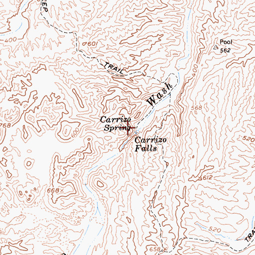 Topographic Map of Carrizo Spring, CA