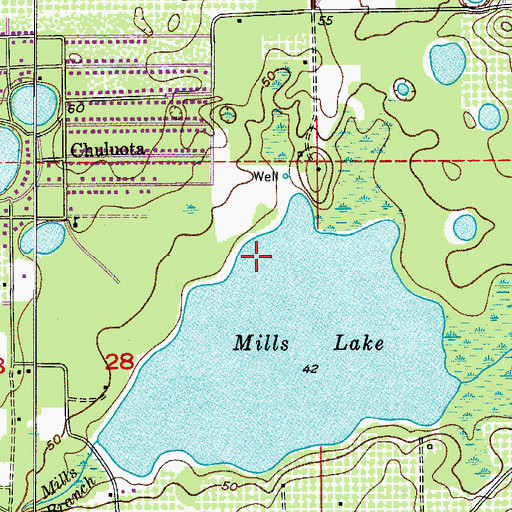 Topographic Map of Chuluota Census Designated Place, FL