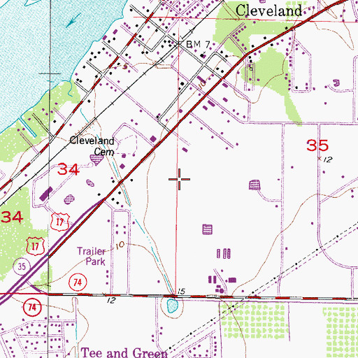 Topographic Map of Cleveland Census Designated Place, FL