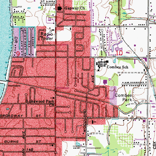 Topographic Map of Combee Settlement Census Designated Place, FL