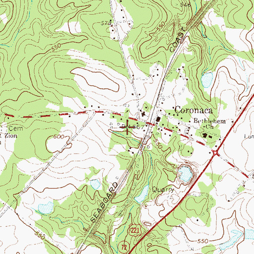 Topographic Map of Coronaca Census Designated Place, SC